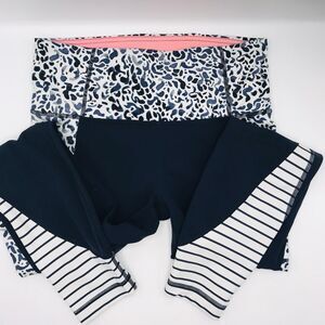 Athleta Leggings Pink Black White Leopard Animal Print and Stripes Size Small